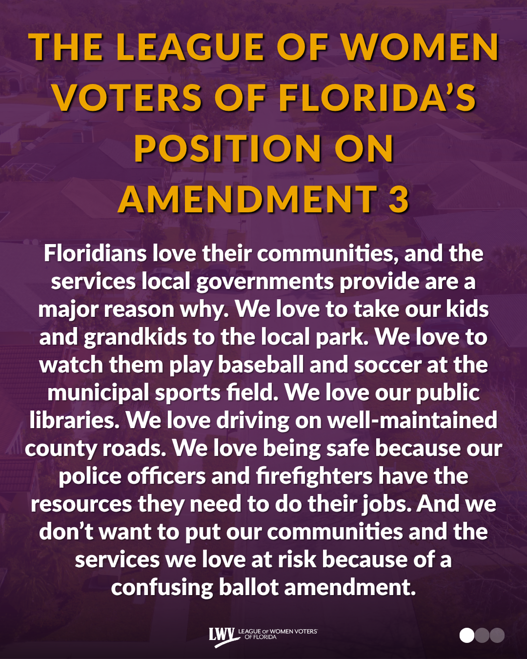 League of Women Voters of Florida Formally Opposes Amendment 3